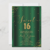 SWEET 16エメラルド&金ゴールド紙吹雪コーナー 招待状 (正面)
