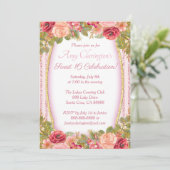 Sweet 16カードピンクフローラ金ゴールドグリッター 招待状 (スタンド正面)