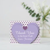 SWEET 16サンキューハート紫水玉模様B05 ポストカード (スタンド正面)