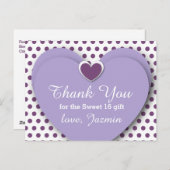 SWEET 16サンキューハート紫水玉模様B05 ポストカード (正面/裏面)