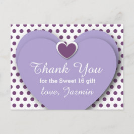 SWEET 16サンキューハート紫水玉模様B05 ポストカード