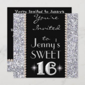 SWEET 16シック&きらきら光るパーティの招待状 招待状 (正面/裏面)