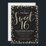 Sweet 16バーチャルブラックガーリー金ゴールドグリッター誕生日 招待状<br><div class="desc">「Happy Sweet 16」。あなたの娘素晴らしが今でも彼女の友達と彼女の祝マイルストーンの誕生日を得ることができる方法は以下の通り。イベントが思い出す素晴らしため、このスパークリー、ガーリーフェスティバル、モダン仮想オパーソナライズされたンラインパーティの招待状を送信する。金ゴールドグリッタースクリプトタイポグラフィと紙吹雪は黒い背景をオーバーレイ。より多くの金ゴールドグリッター紙吹雪が背面に黒にオーバーレイ。娘の名カスタム前と他のパーティー詳細で文字をパーソナライズする。グリッター素晴らしとグラムを愛しファッショニスタてモダン、彼女の特別なパーティーにおもしろいを追加することを保証した出芽のためのスタイリッシュ!マッチングプレート、ナプキン、その他の誕生日グッズもこのトレンディーと特別なコレクションで利用可能である。ちょうど誕生日の女の子の名前とパーティーの場所情報を入力し、あなたは簡単にこの誕生日の招待をパーソナライズすることができる。質問や要望があれば私に連絡して下さい。</div>
