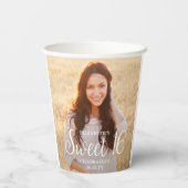 Sweet 16パーティーシックトレンディースクリプト2写真モダン 紙コップ (裏面)