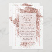 Sweet 16パーティーバラ金ゴールドグリッターとスクリプエレガントト 招待状 (正面/裏面)