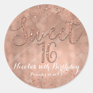 Sweet 16パーティー ピンク ローズゴールド 高級感 パーティーファーバー ラウンドシール