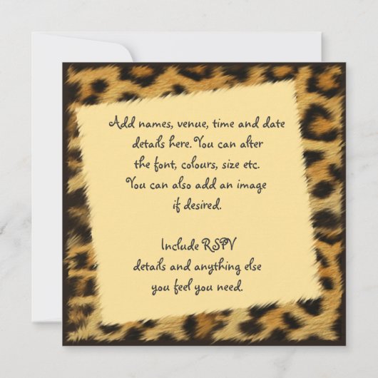 'Sweet 16'ヒョウ毛皮のプリントシューズ、フレーム招待状 招待状 (裏面)