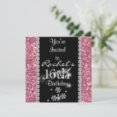 SWEET 16ピンクの誕生日パーティーの招待きらきら光る 招待状 (スタンド正面)
