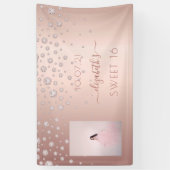 Sweet 16フォトバラ金ゴールドピンクダイヤモンド 横断幕 (縦)