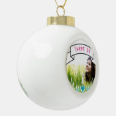 Sweet 16フォトパーソナライズされたタイポグラフィバナー セラミックボールオーナメント (左)