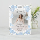 Sweet 16フォト招待状 | ほこりっぽい青い蝶 招待状 (スタンド正面)