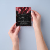 Sweet 16ブラックレッドグリッター予算の招待 チラシ (手)