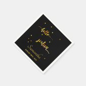 Sweet 16ブラック金ゴールドhello 16タイポグラフィ名 スタンダードカクテルナプキン (角)