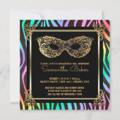 Sweet 16マスカレードパーティー | Sweet sixteenゼブラ 招待状 (正面)