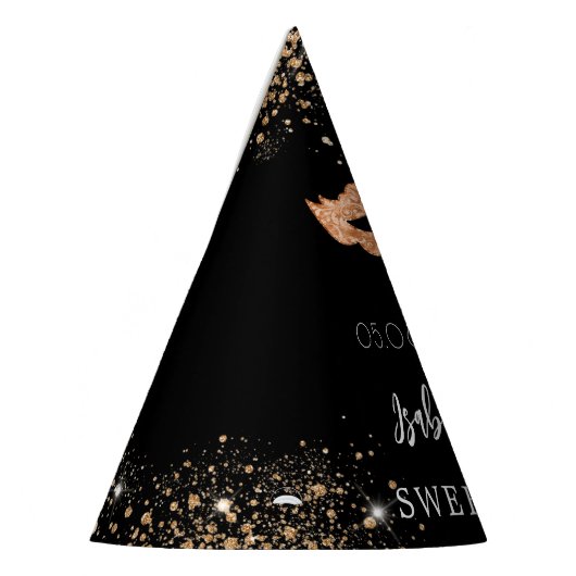 Sweet 16マスカレード黒金ゴールドマスク名 パーティーハット (左)