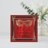 Sweet 16マスカレード | 赤Sweet sixteen誕生日 招待状 (スタンド正面)