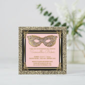 Sweet 16マスカレード | Sweet sixteenピンク金ゴールド 招待状 (スタンド正面)