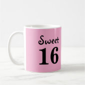 Sweet 16モノグラム名ピンク コーヒーマグカップ (左)