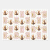 Sweet 16写真パーソナライズされたと名前Pink ラッピングペーパーシート (正面)