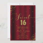 SWEET 16十六赤と金ゴールド紙吹雪コーナー 招待状 (正面)