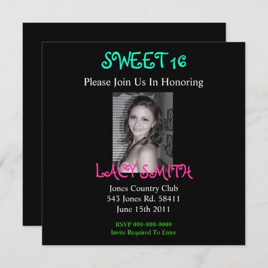 SWEET 16招待 招待状 (正面/裏面)