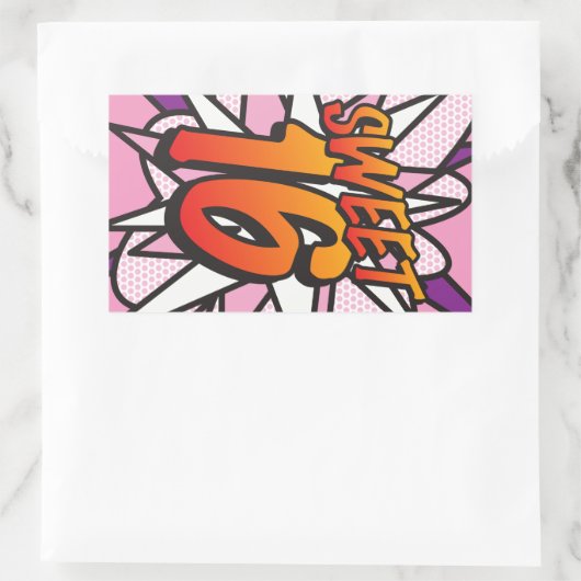 SWEET 16誕生日おもしろいレトロ漫画本 長方形シール (バッグ)