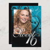 Sweet 16誕生日パーティーの写真 招待状 (正面/裏面)