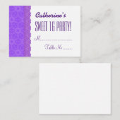 SWEET 16誕生日パープルテーブルカードV03E プレイスカード (正面/裏面)