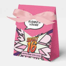 Sweet 16 おしゃれ ピンク コミック風 モダン 誕生日 フェイバーボックス