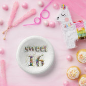 Sweet 16 お誕生日おめでとう 野の花のテキスト ペーパーボウル (パーティー)