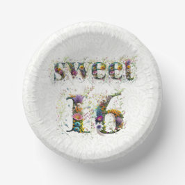 Sweet 16 お誕生日おめでとう 野の花のテキスト ペーパーボウル
