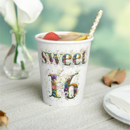 Sweet 16 お誕生日おめでとう 野の花のテキスト 紙コップ