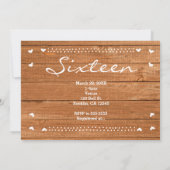 SWEET 16 オークウッド ラスティックパーティー 写真 招待状 (裏面)