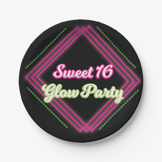 Sweet 16 グロー パーティー プレート (正面)