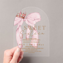 Sweet 16 ゴールドとピンクのボウ バースデー