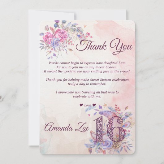 Sweet 16 サンクスカード 招待状 (正面)