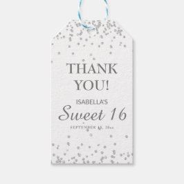 Sweet 16 サンクスギフトタグ 白 シルバーグリッター ギフトタグ
