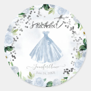 Sweet 16 ダスティブルー フラワールドレス ラウンドシール