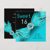Sweet 16 ティールダイヤモンドパーティー 招待状 (正面/裏面)