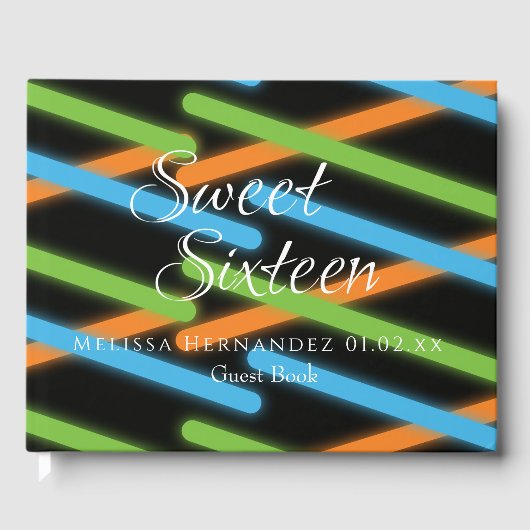 Sweet 16 ネオン 暗闇で光る レーザー 幾何学模様 ゲストブック (正面)