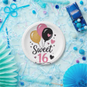 Sweet 16 バルーン紙皿 ペーパープレート (パーティー)