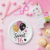 Sweet 16 バルーン紙皿 ペーパープレート (パーティー)