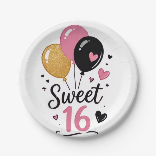 Sweet 16 バルーン紙皿 ペーパープレート (正面)