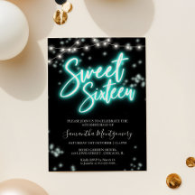 Sweet 16 バースデー ティール ネオン グロー ダークパーティー