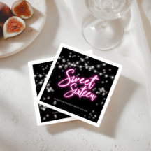Sweet 16 バースデー ホットピンク ネオン パーティー