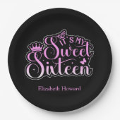 Sweet 16 パーソナライズデザイン ペーパープレート (正面)