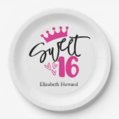 Sweet 16 パーソナライズデザイン ペーパープレート (正面)