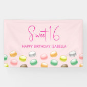 Sweet 16 パーティーバナー マカロン 横断幕 (横)