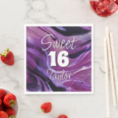 Sweet 16 パープルマーブル オーダーメイド スタンダードランチョンナプキン (インサイチュ)