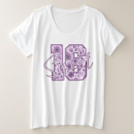 Sweet 16 パープル ラベンダー フラワー 16歳の誕生日プレゼント プラスサイズTシャツ